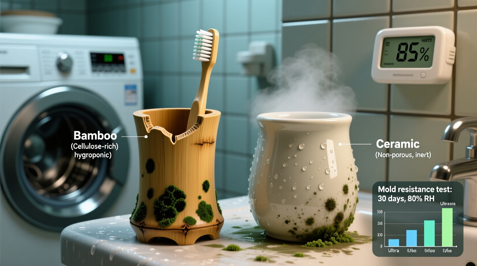 bamboo vs ceramic toothbrush holders mold resistance