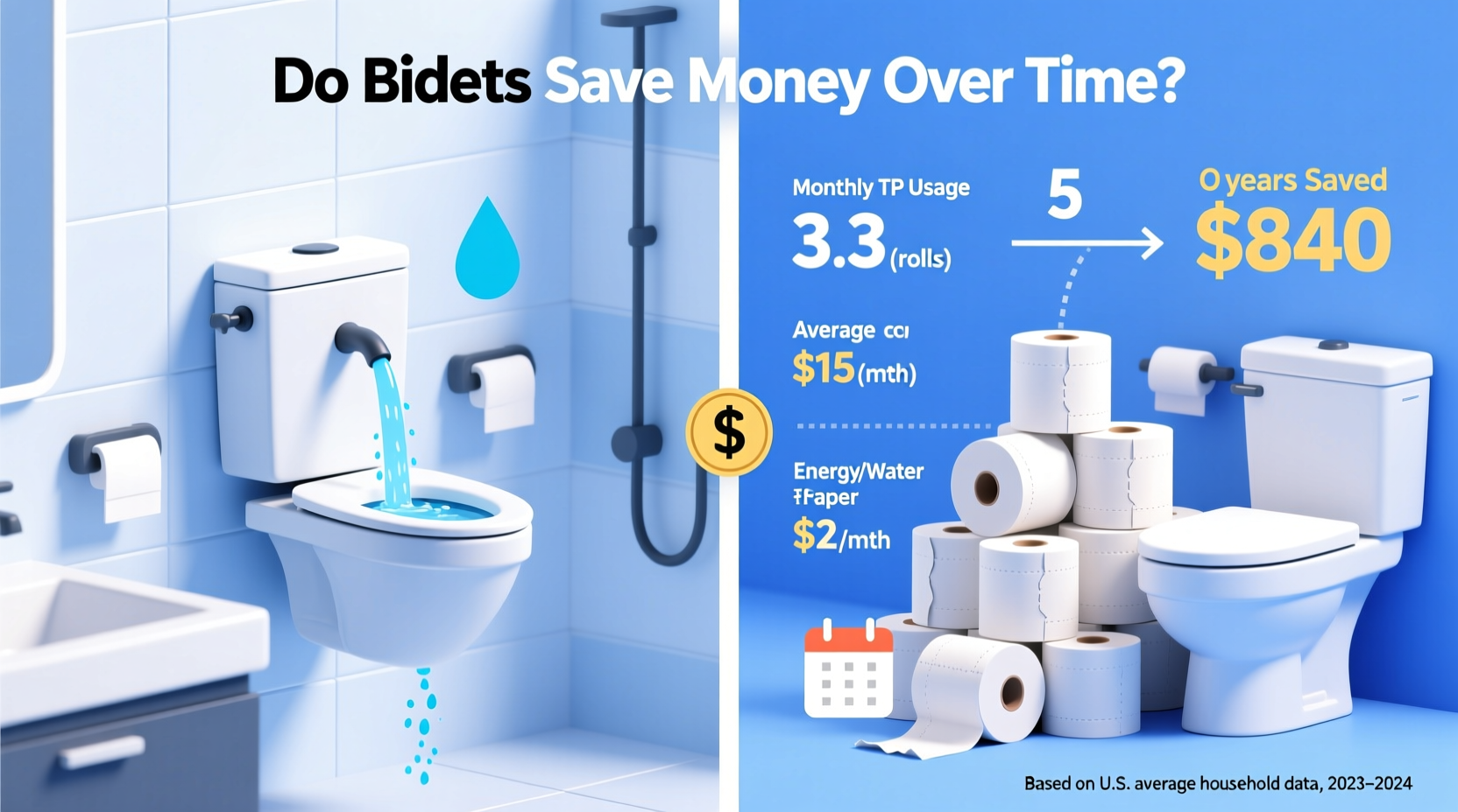do bidets reduce toilet paper usage enough to save money over time