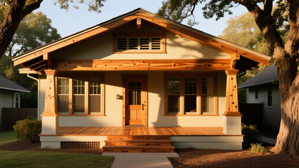 Restored Oak Cliff craftsman bungalow featuring original longleaf pine floors and quarter-sawn oak millwork in warm sunlight