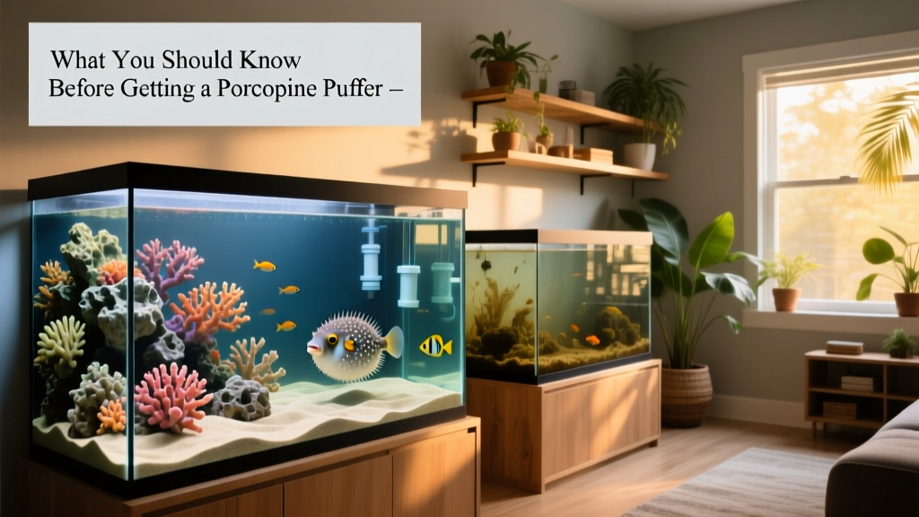 Side-by-side comparison showing a properly sized 100+ gallon saltwater aquarium versus a cramped, inadequate setup