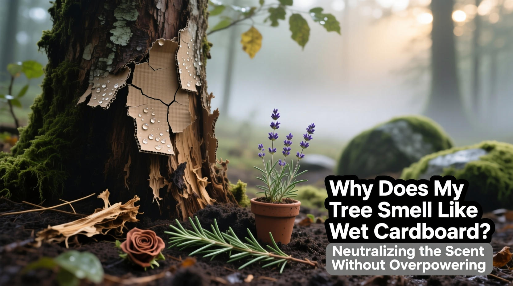 why does my tree smell like wet cardboard and how to neutralize it without overpowering scents