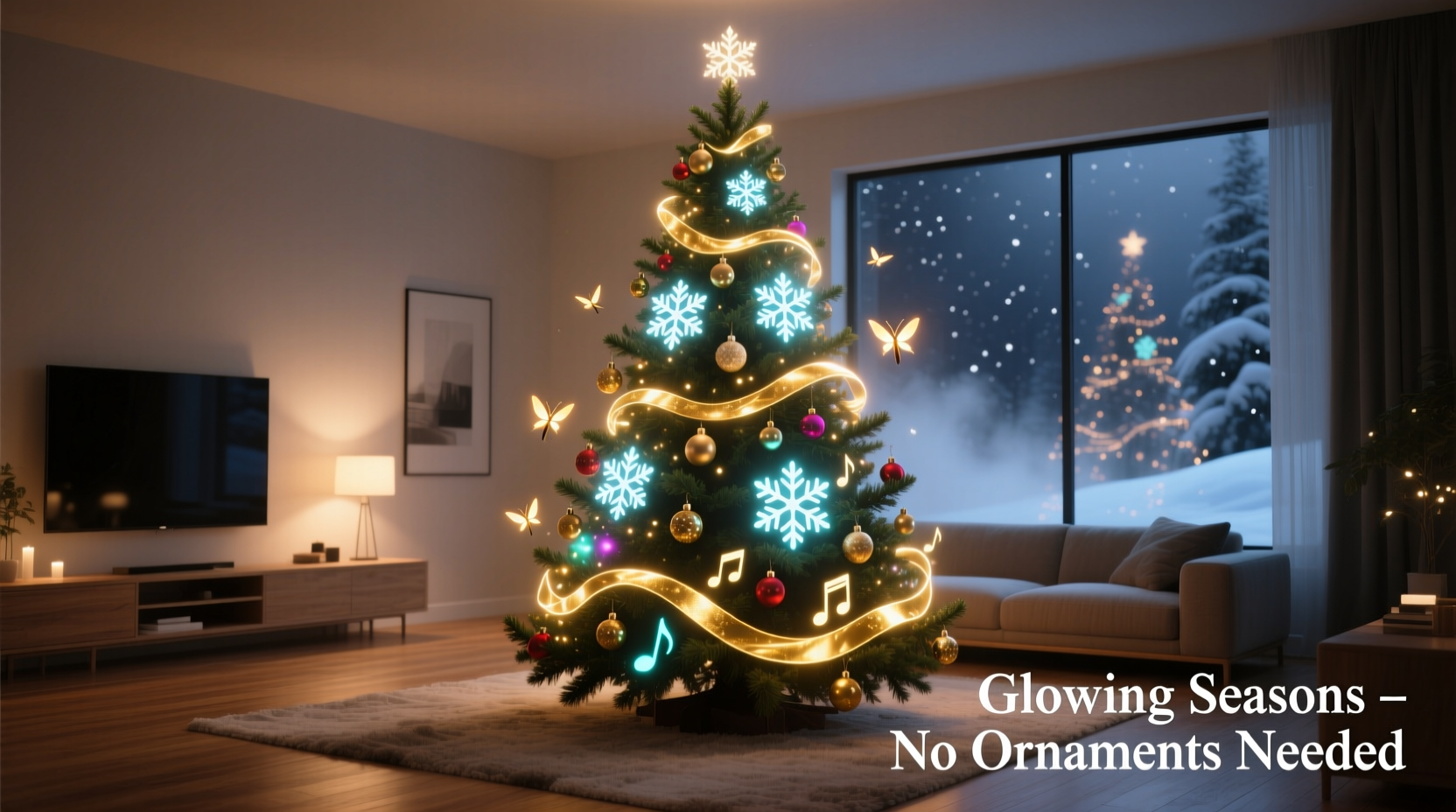 indoor projection mapping on christmas tree no physical ornaments needed