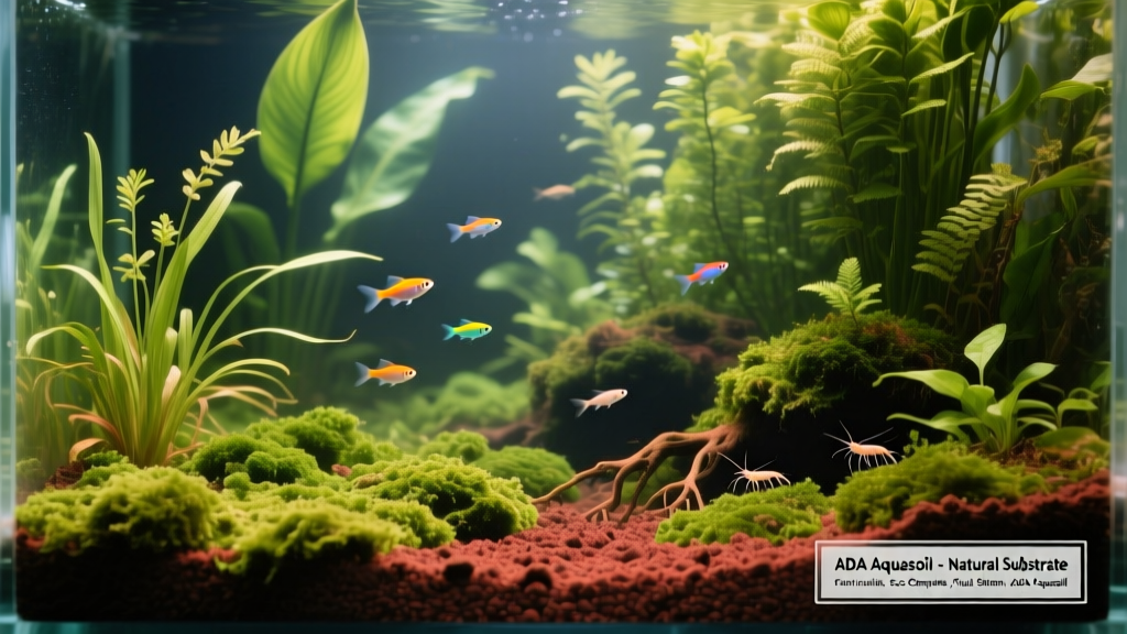 A lush, mature aquascape featuring dense foreground carpeting, midground stems, and tall background plants—all rooted in FurPetVo ADA Aquasoil