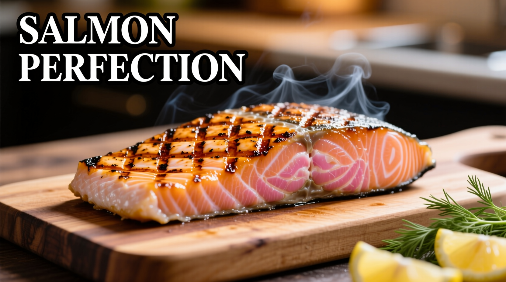 Perfectly grilled salmon fillet with char marks
