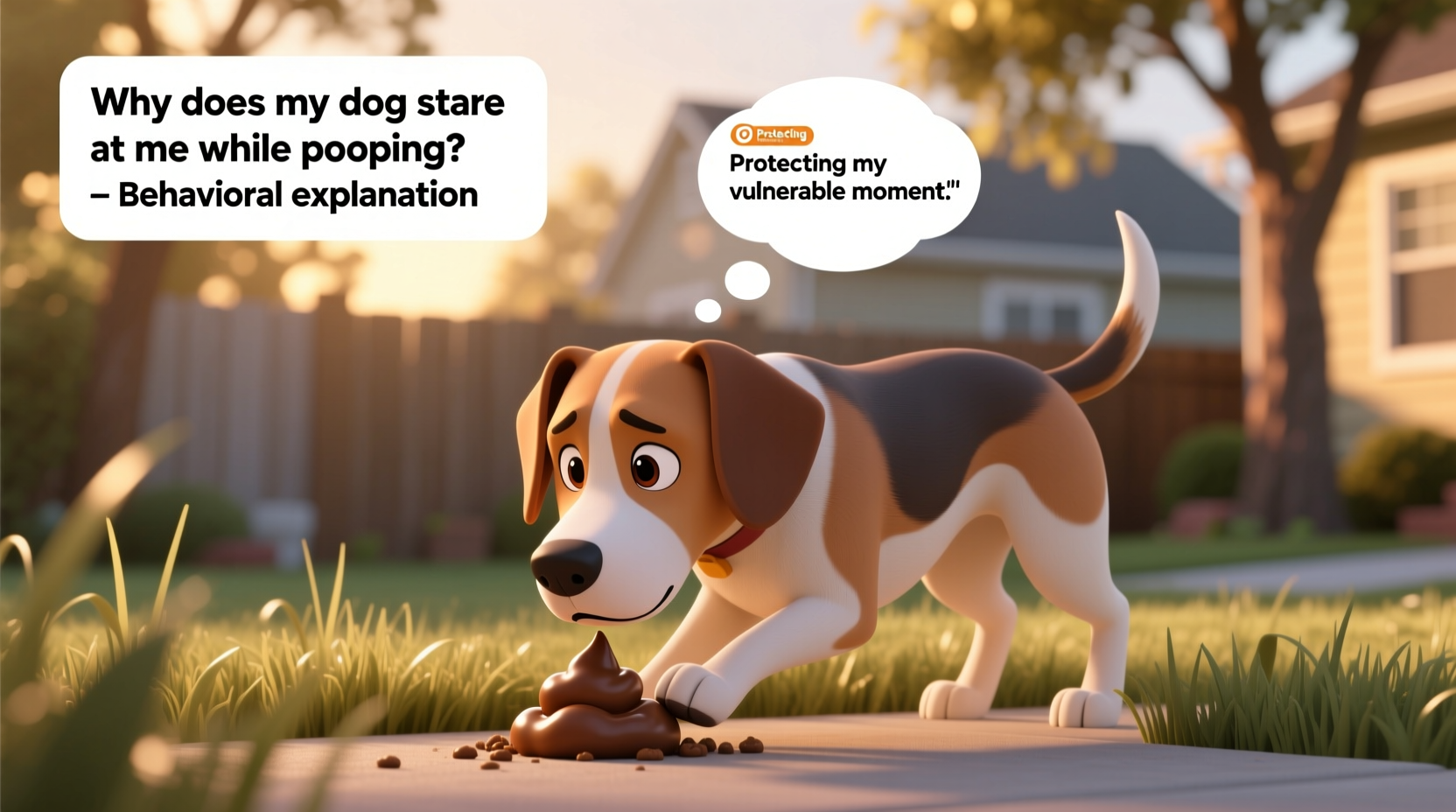 why does my dog stare at me while pooping behavior meaning explained