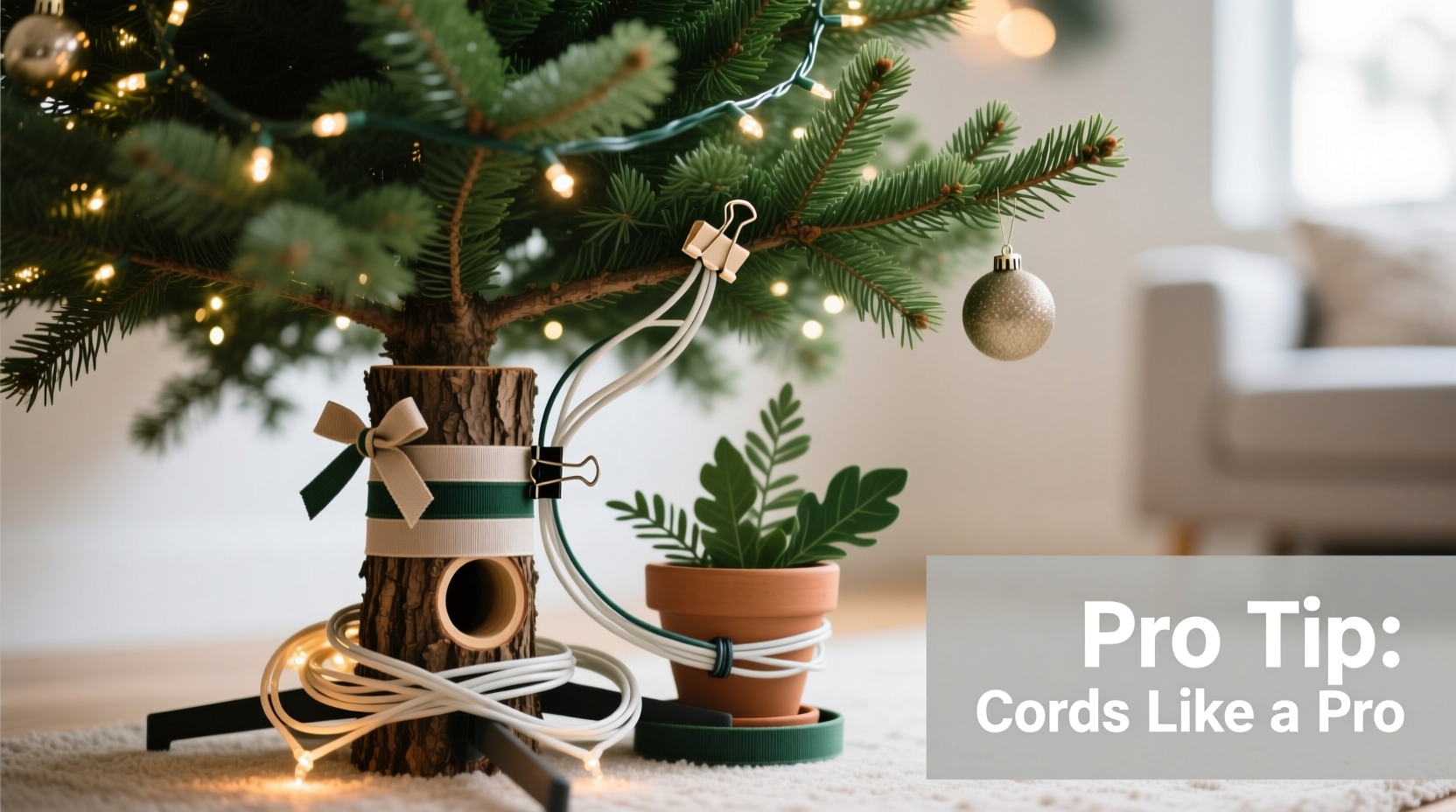 how to hide cords on your christmas tree like a pro with minimal tools