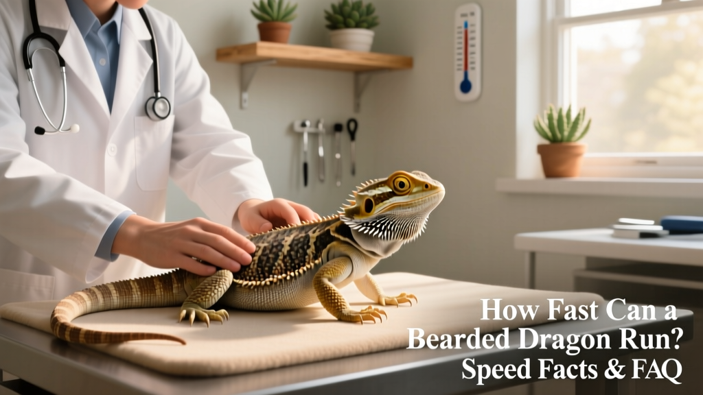 A veterinarian gently examining a bearded dragon’s limbs and joints during a wellness check