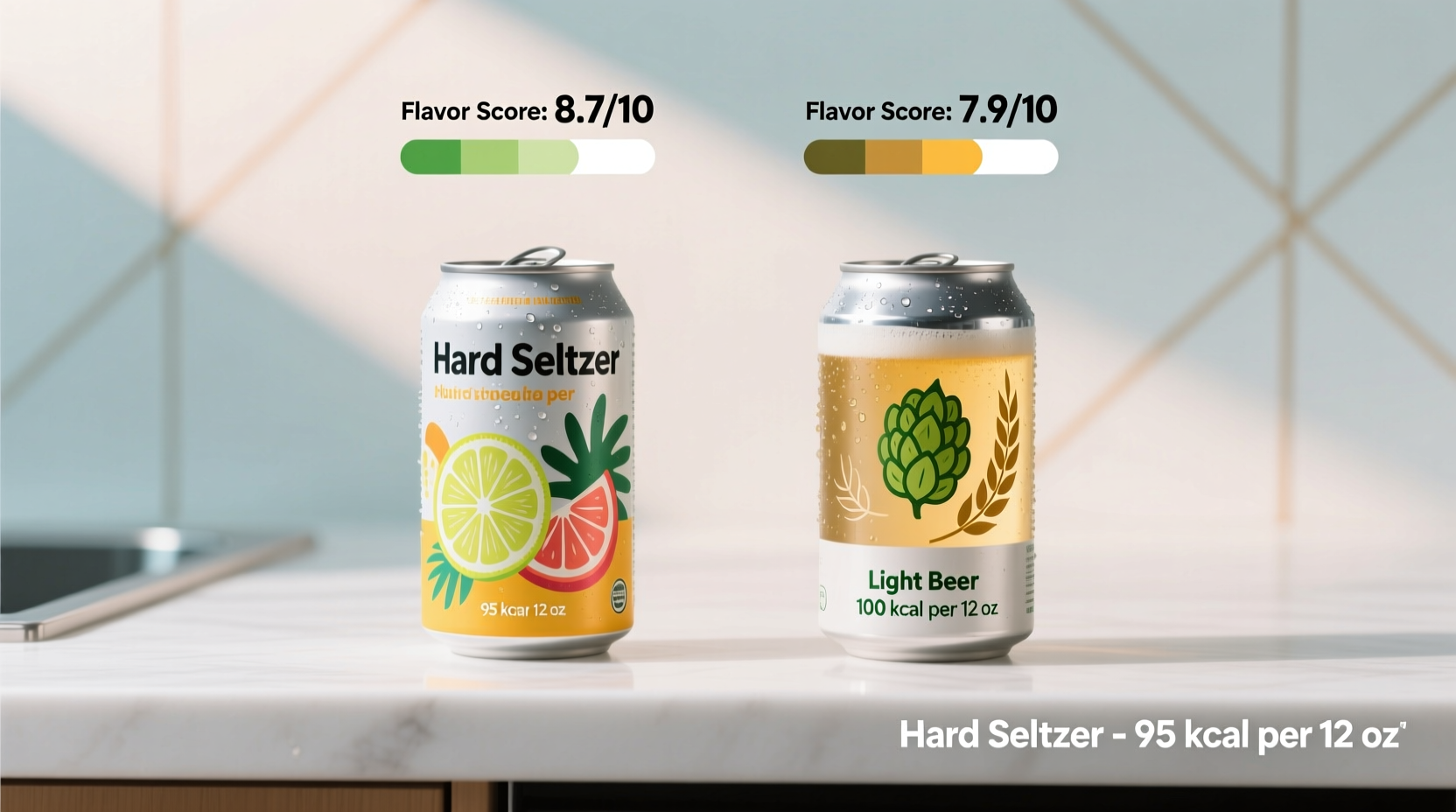 hard seltzer vs light beer which has fewer calories and better taste