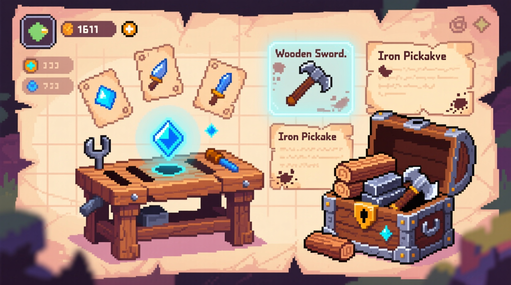 Terraria crafting menu showing workbench and chest recipes