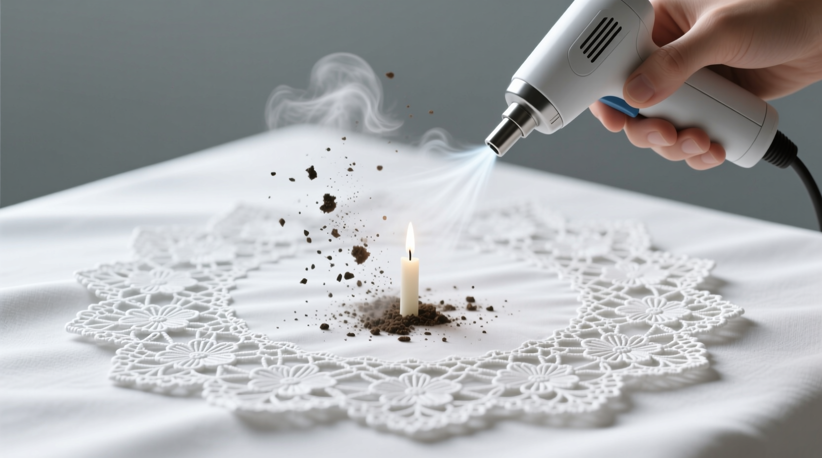 how to remove candle soot from white lace