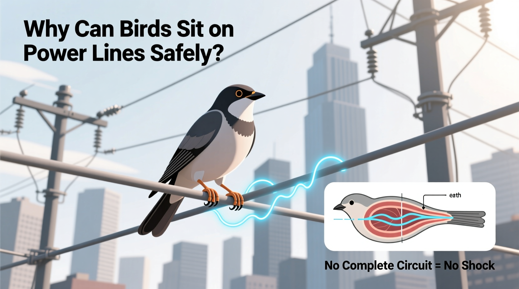 why can birds sit on a power line
