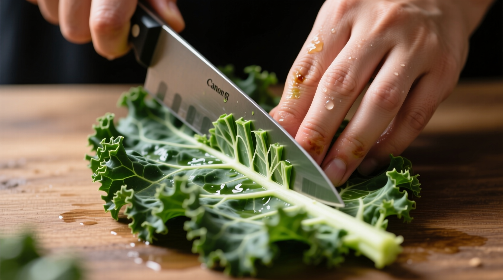 make kale less bitter by massaging and cutting it befor