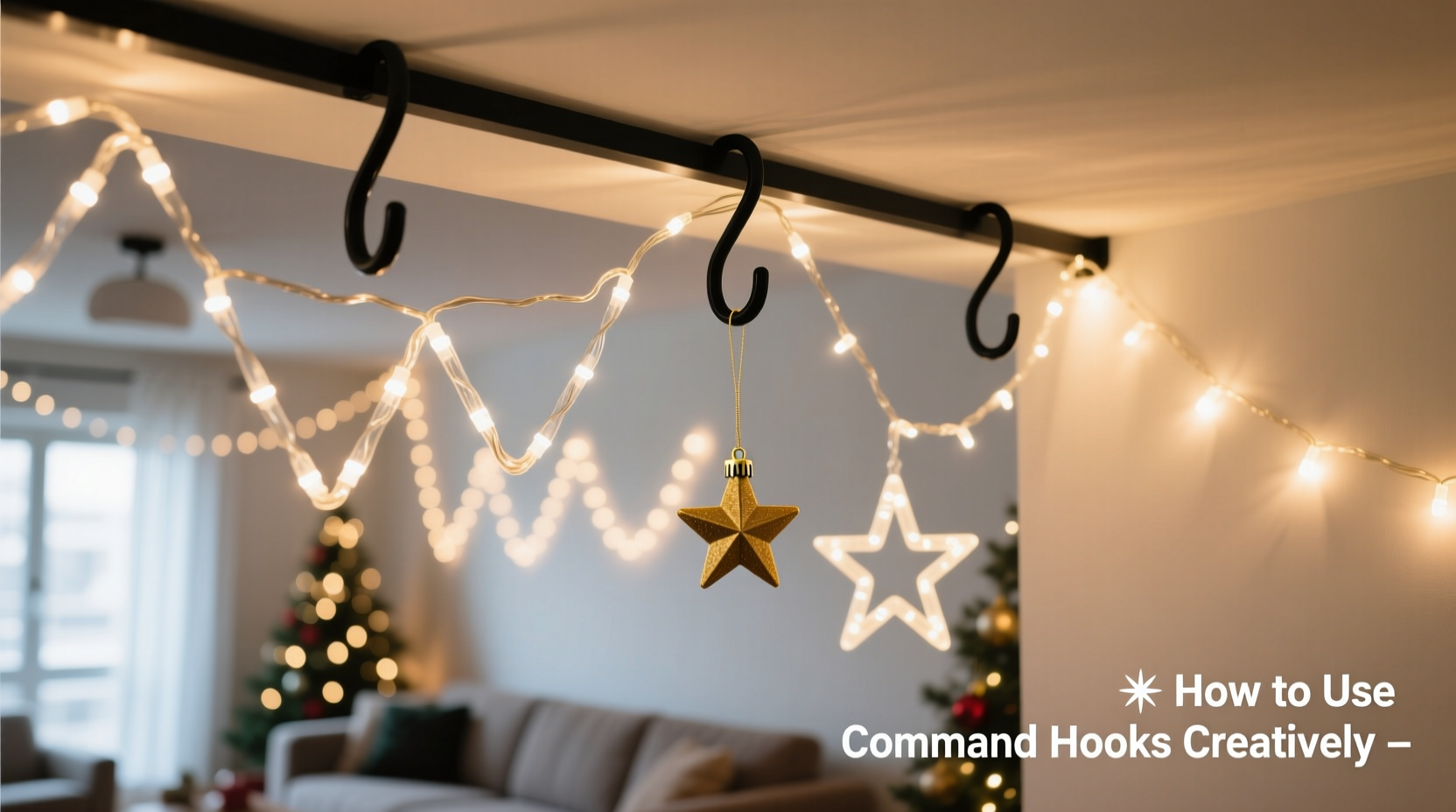 how to use command hooks creatively for indoor christmas light layouts