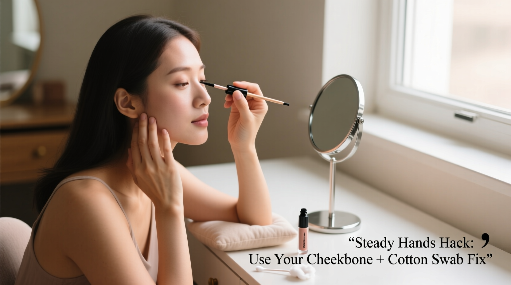 how to apply liquid eyeliner with shaky hands using everyday tricks