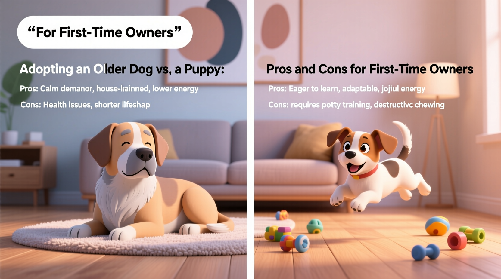 adopting an older dog vs a puppy pros and cons for first time owners