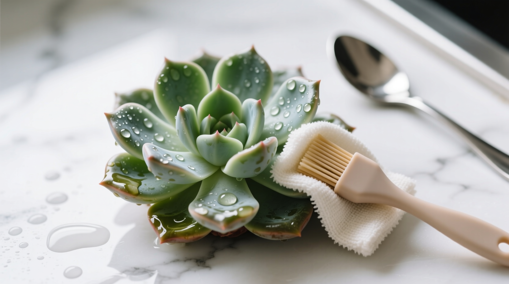 Clean Greasy Succulent Leaves from Kitchen Steam