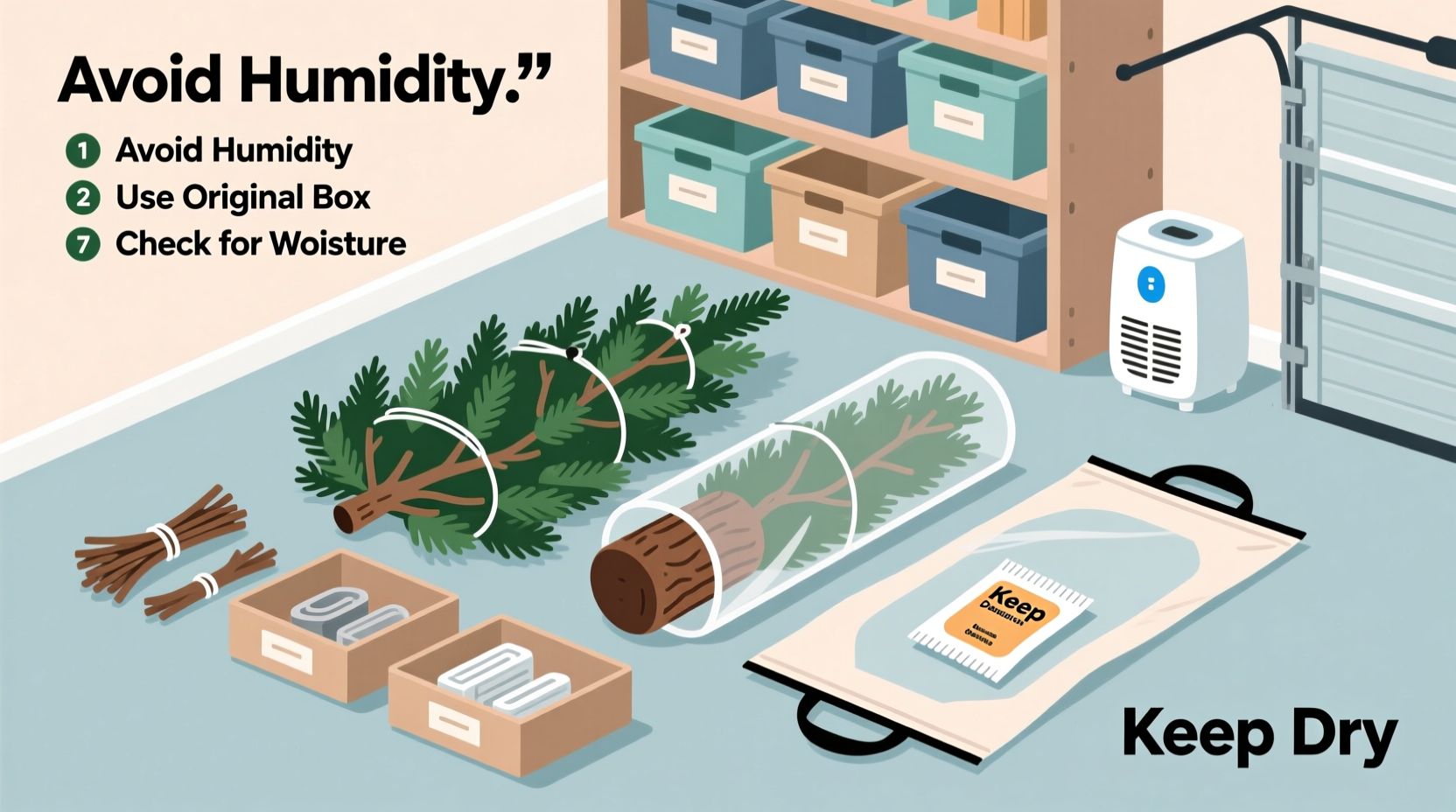 how to store an artificial christmas tree to prevent mold and warping