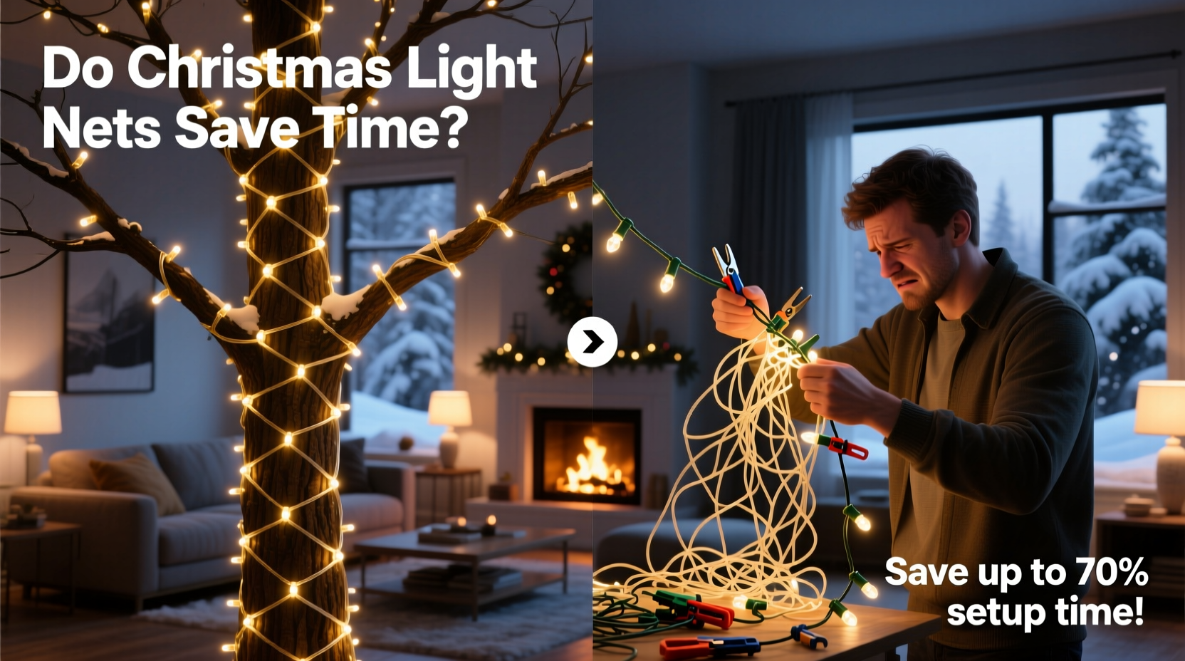 do christmas light nets save time compared to stringing manually