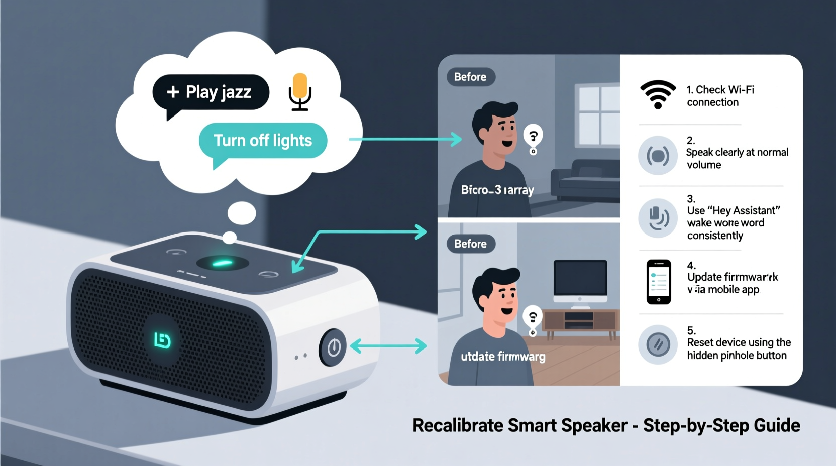 why does my smart speaker misunderstand commands and how to recalibrate
