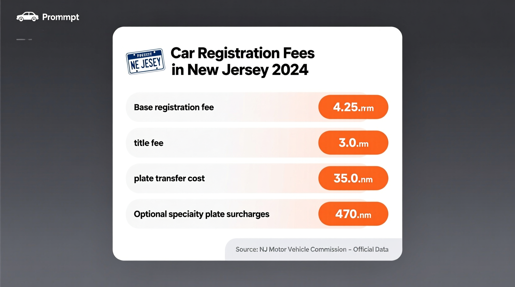 how much for car registration in nj