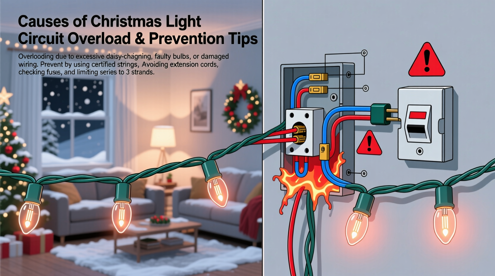 what causes christmas light circuits to overload and how to avoid it