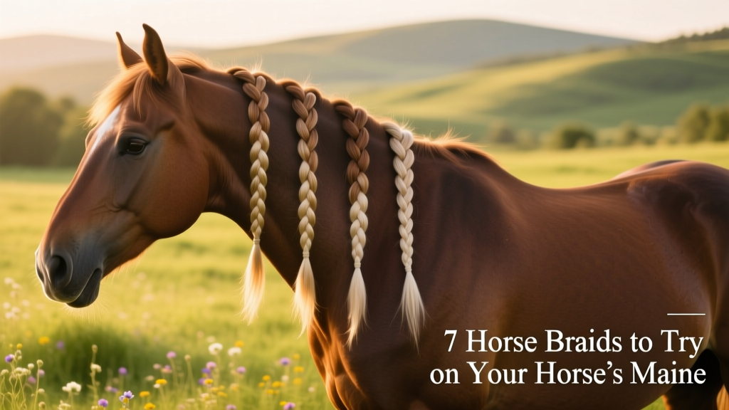 Horse with multiple neat three-strand braids running along its crest