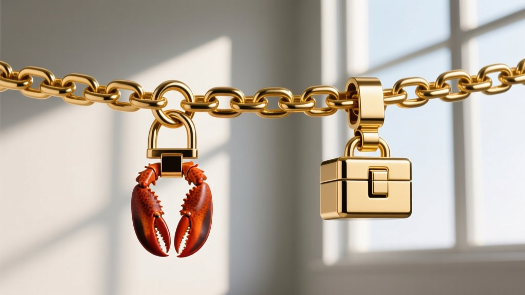Side-by-side comparison of a standard lobster clasp and a reinforced double-locking box clasp on a thick 10mm gold athlete chain