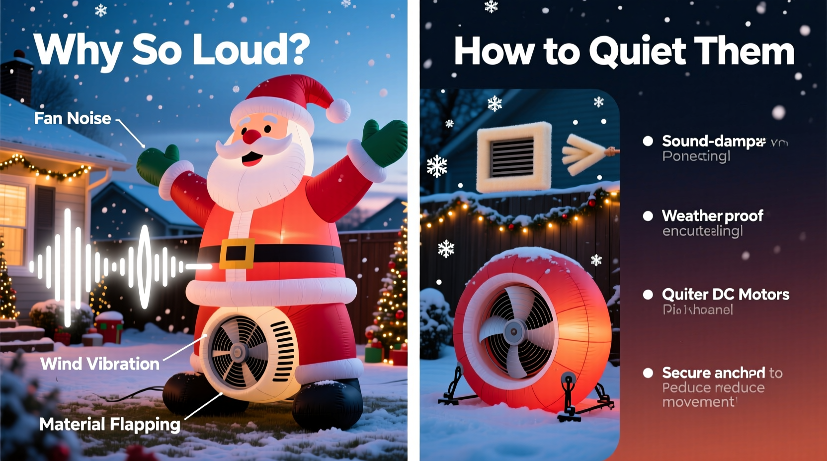 why are some christmas inflatables so loud and how to quiet them