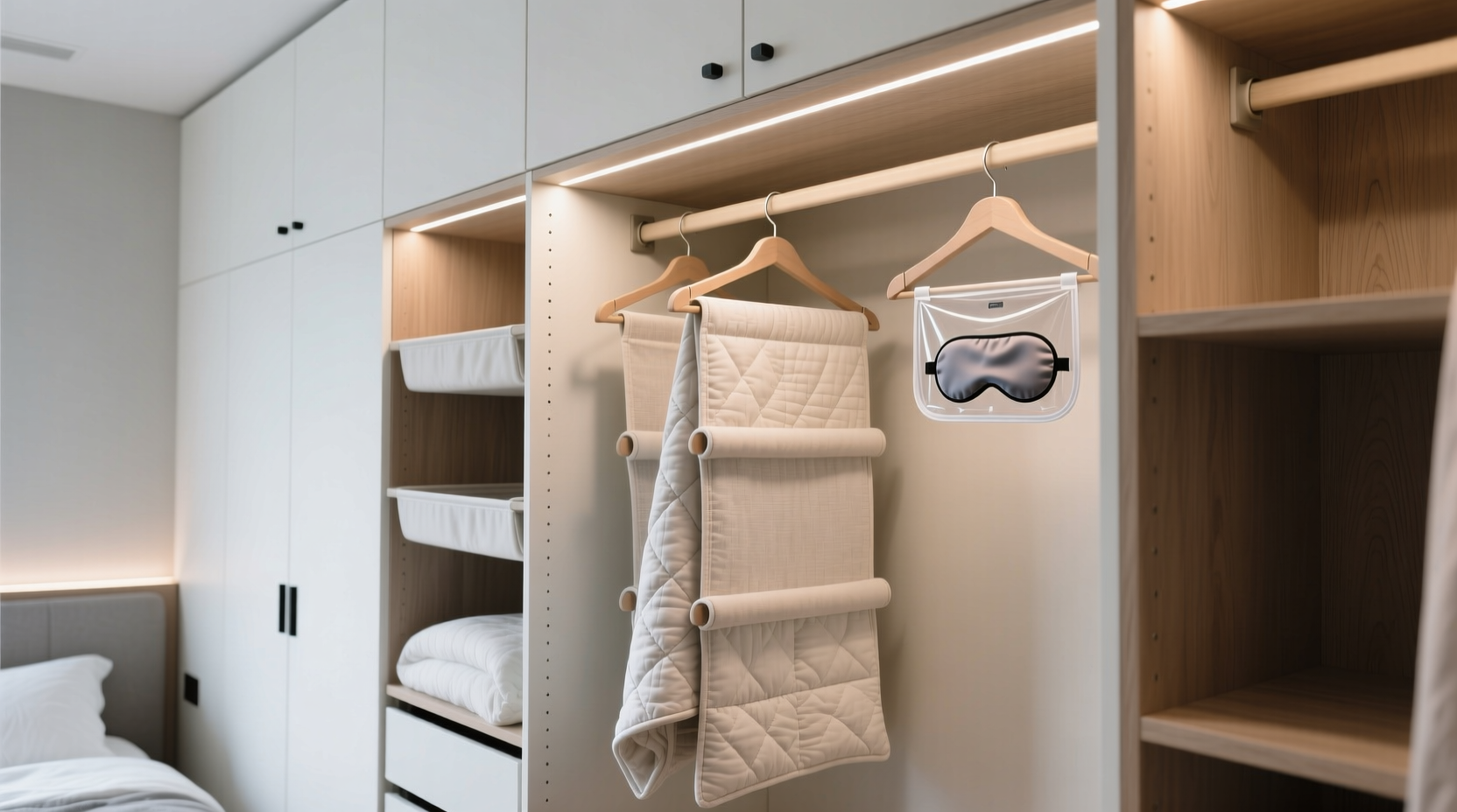 closet organization tips for weighted blankets sleep masks