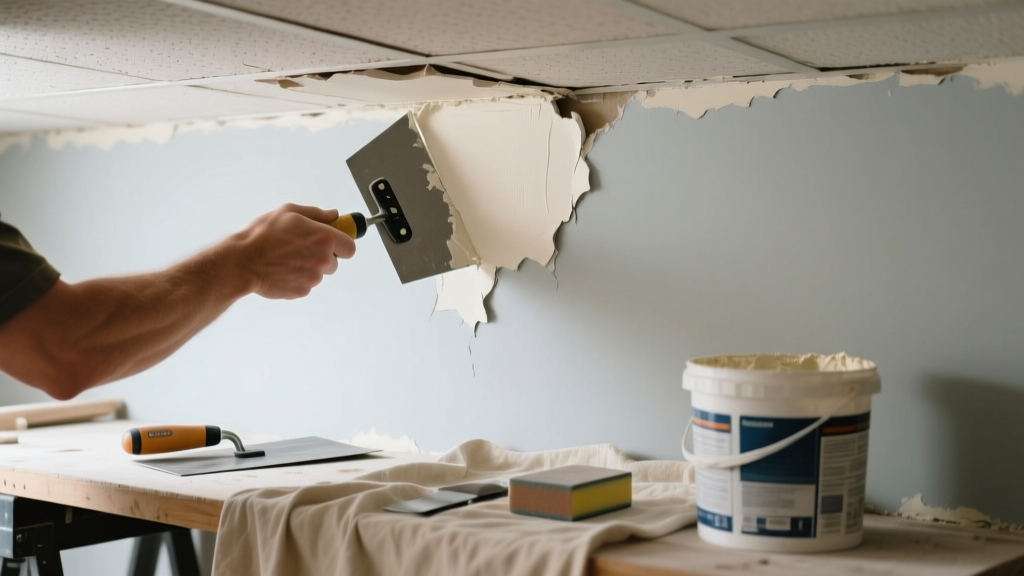 Fix Peeling Ceiling Texture: Replace Damaged Section