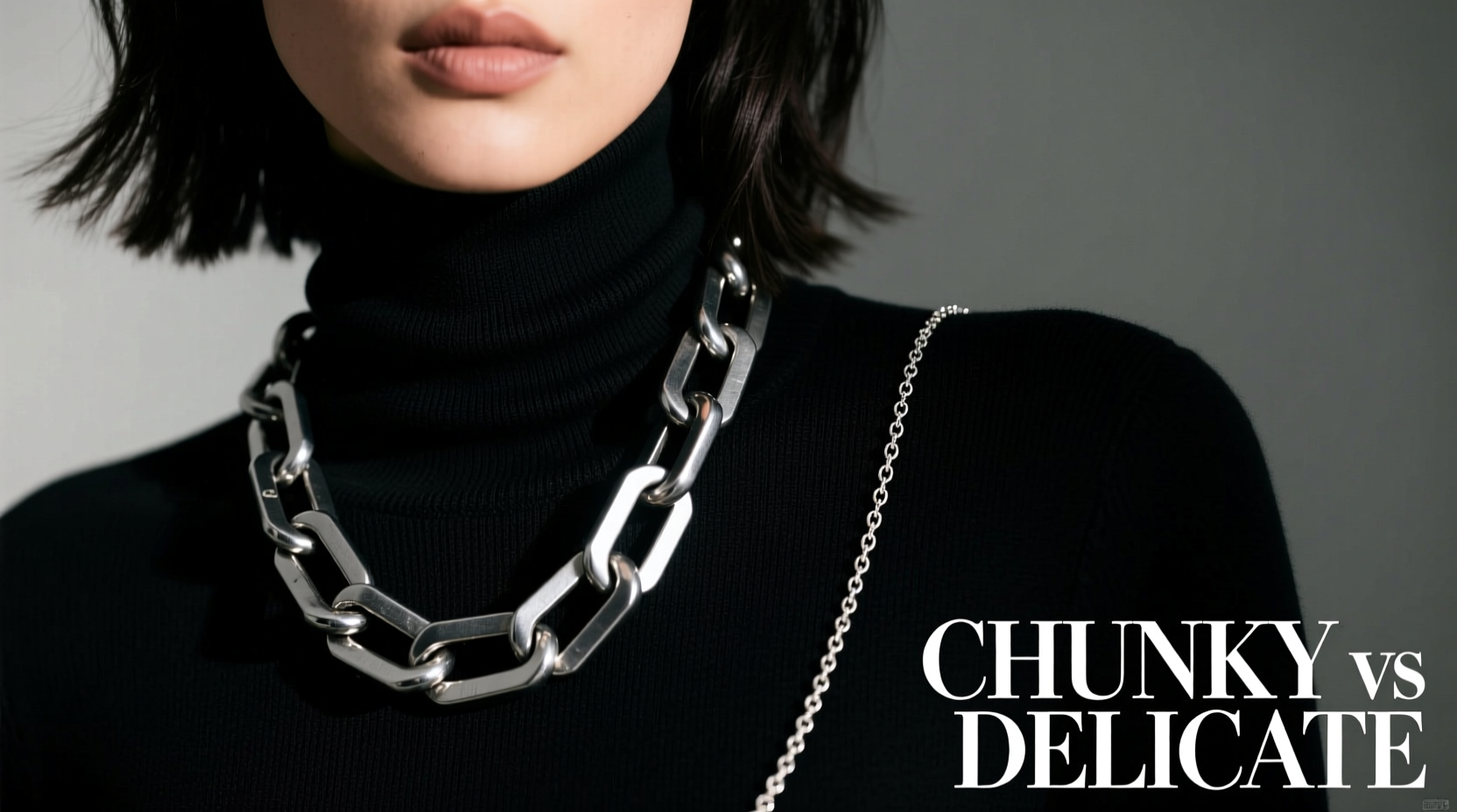 chunky chain necklaces vs delicate ones which complements turtlenecks