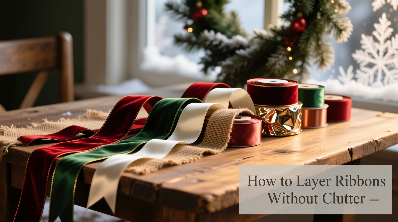 how to layer different textures of christmas ribbon without looking cluttered