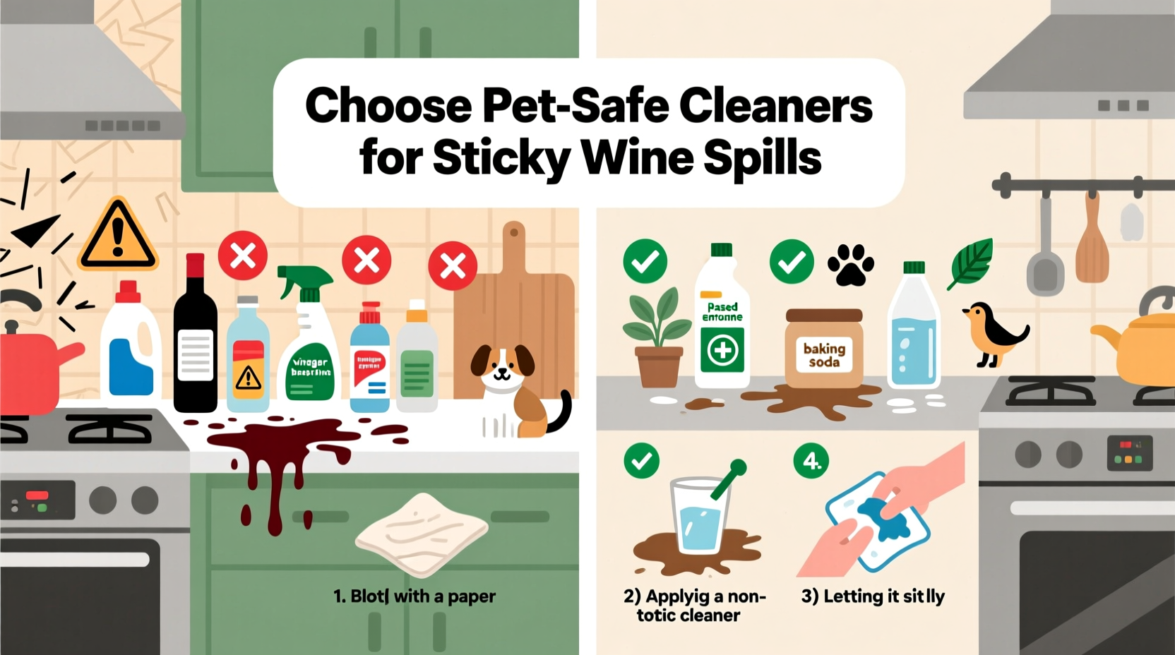 how to choose pet-safe cleaning products for sticky wine spills