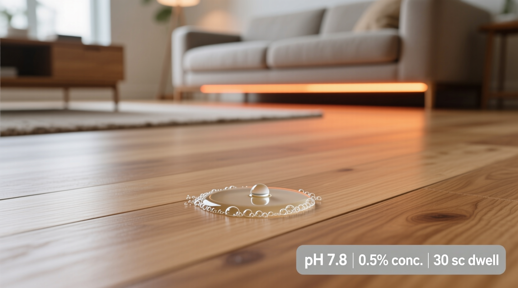castile soap on hardwood with radiant heat