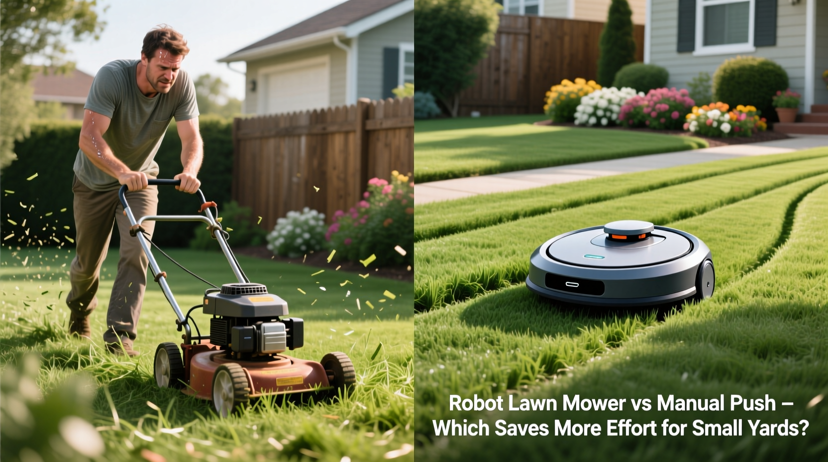 robot lawn mower vs manual push which saves more effort for small yards