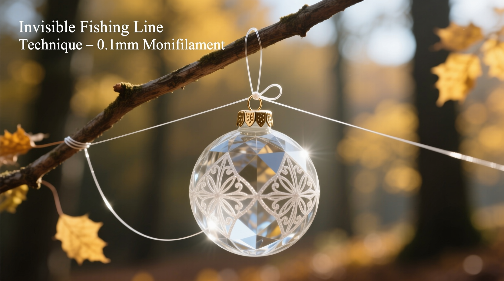 how to hang oversized ornaments on thin branches using invisible fishing line techniques