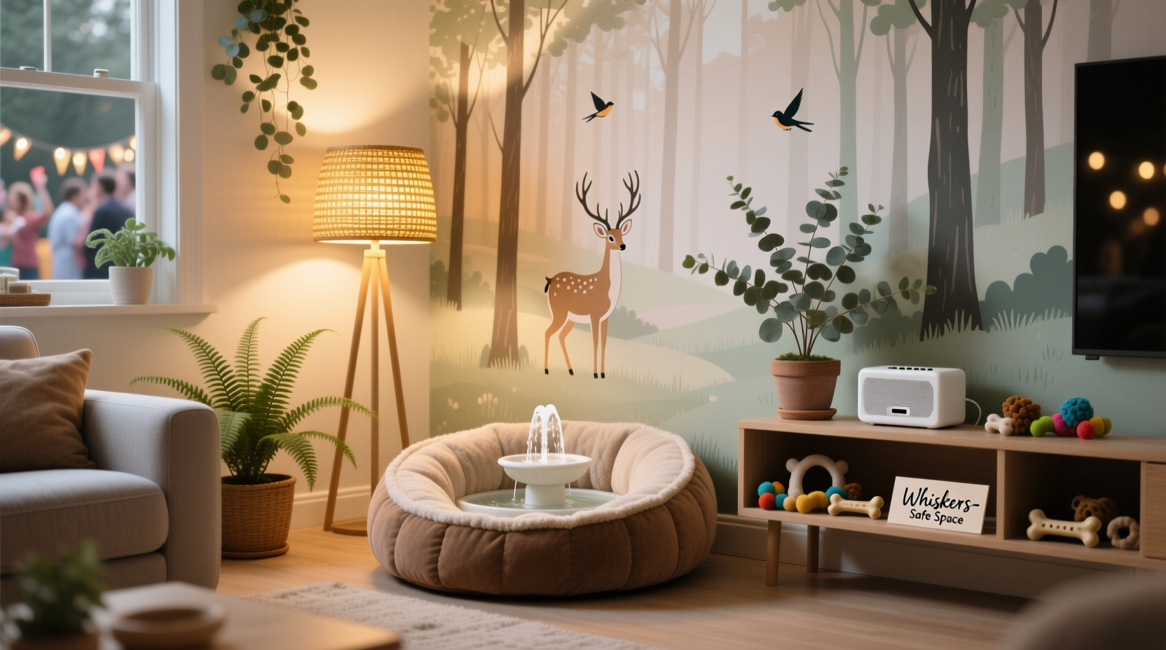 how to create a calming corner for pets during loud holiday gatherings