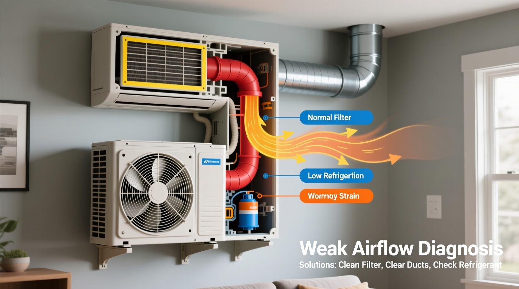 why does my ac run but not cool solutions for weak airflow