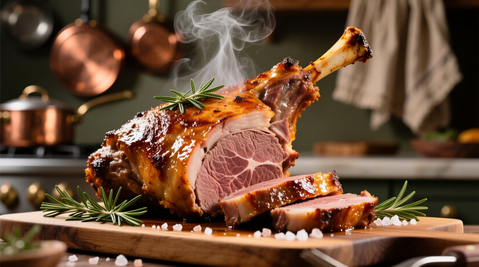 Perfectly roasted lamb shoulder with crispy exterior