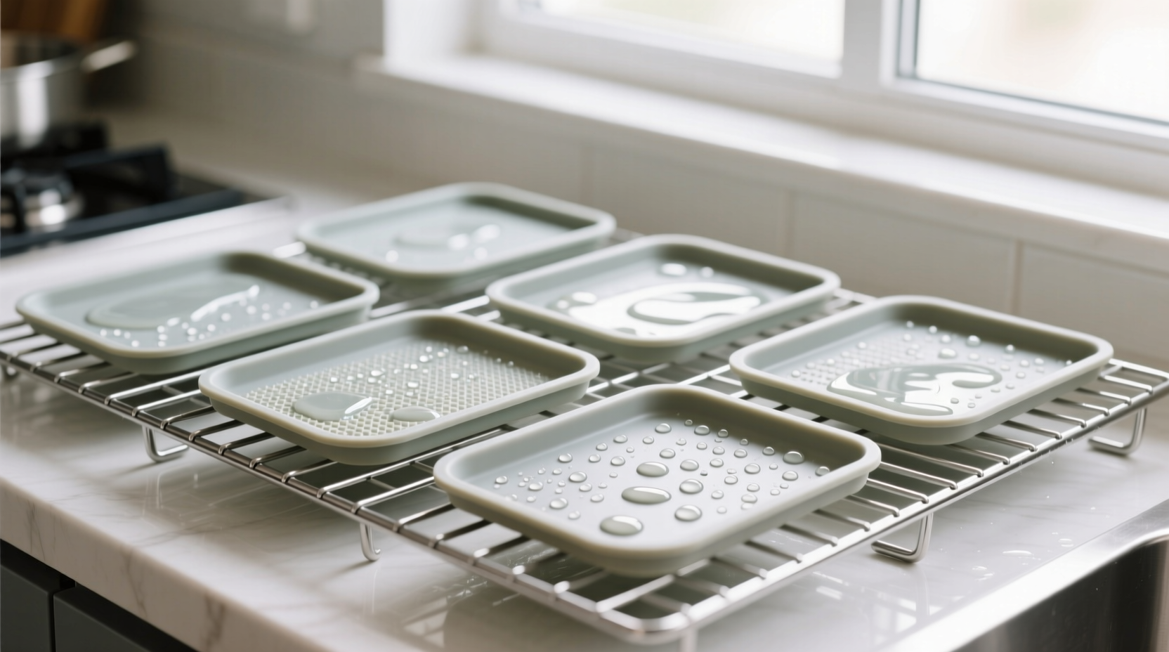 clean silicone pet bowl mats as drying racks