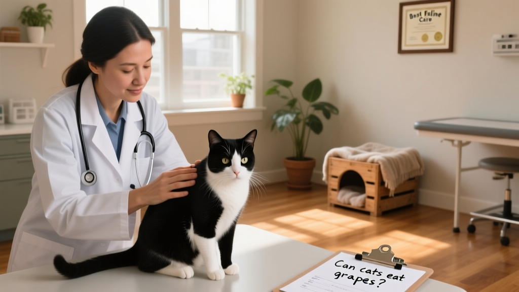 Veterinarian gently examining a calm cat during a wellness checkup