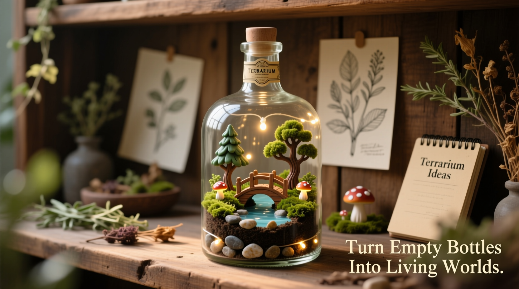 how to turn empty spirit bottles into terrariums creatively