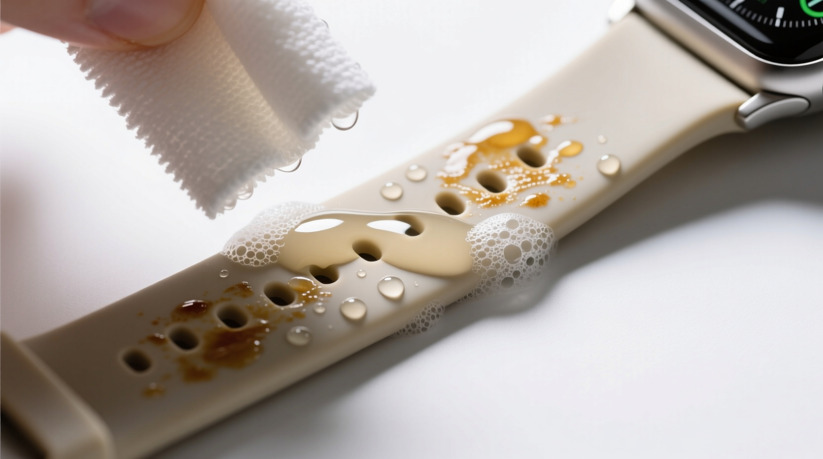 how to clean silicone watch band stains safely