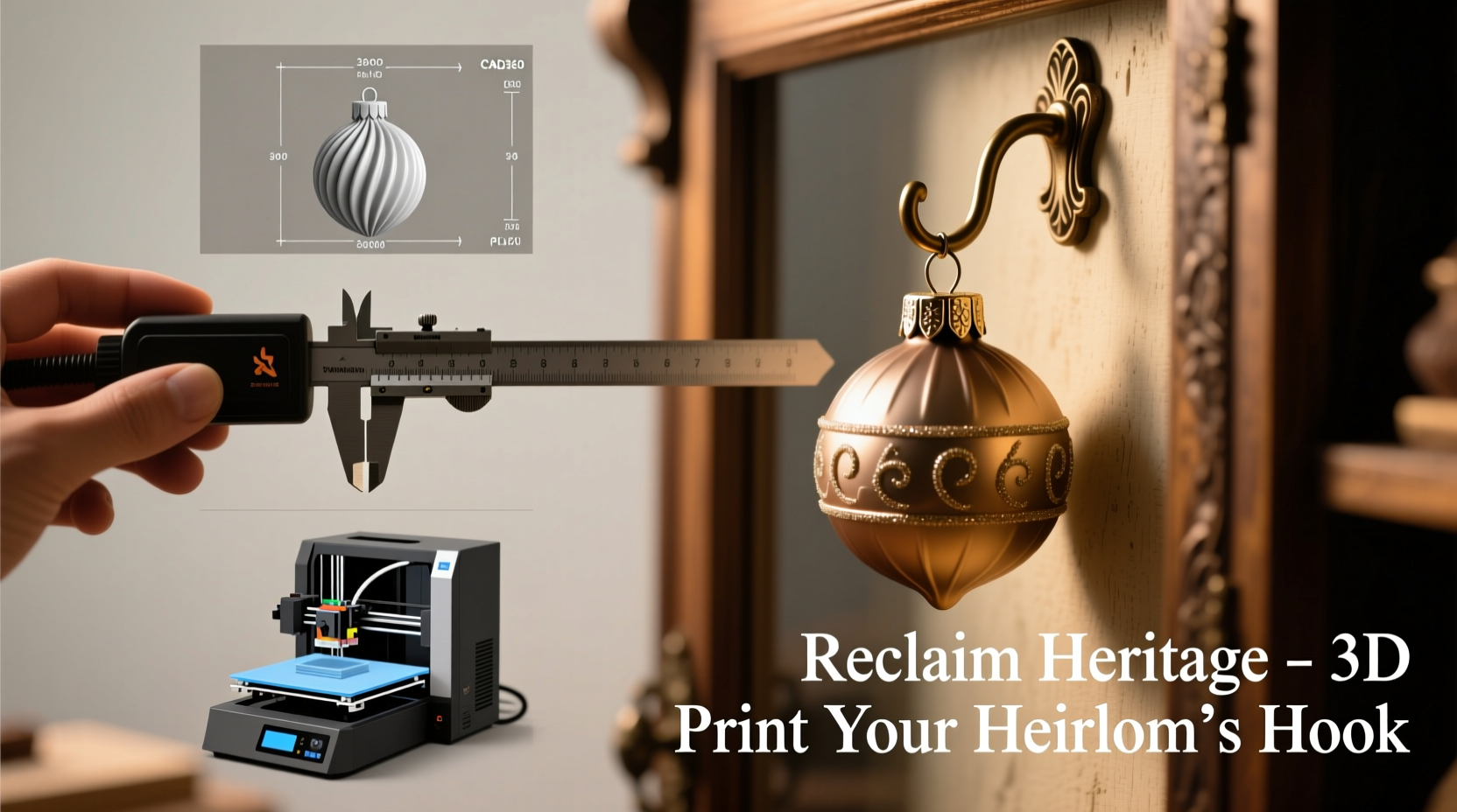 how to 3d print replacement hooks for heirloom ornaments missing their original hardware