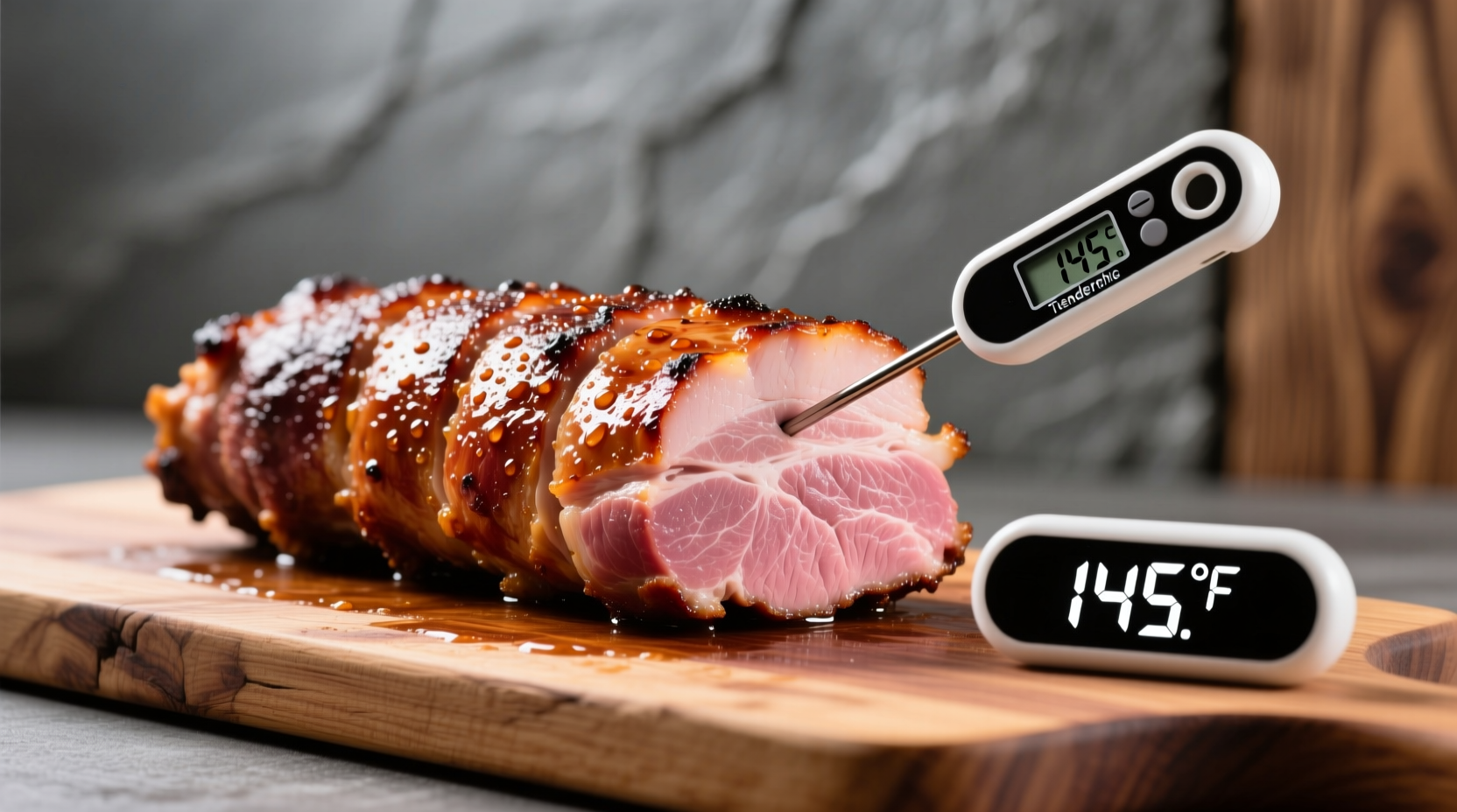 Rosa Farbverlauf im Pork Tenderloin bei 63°C