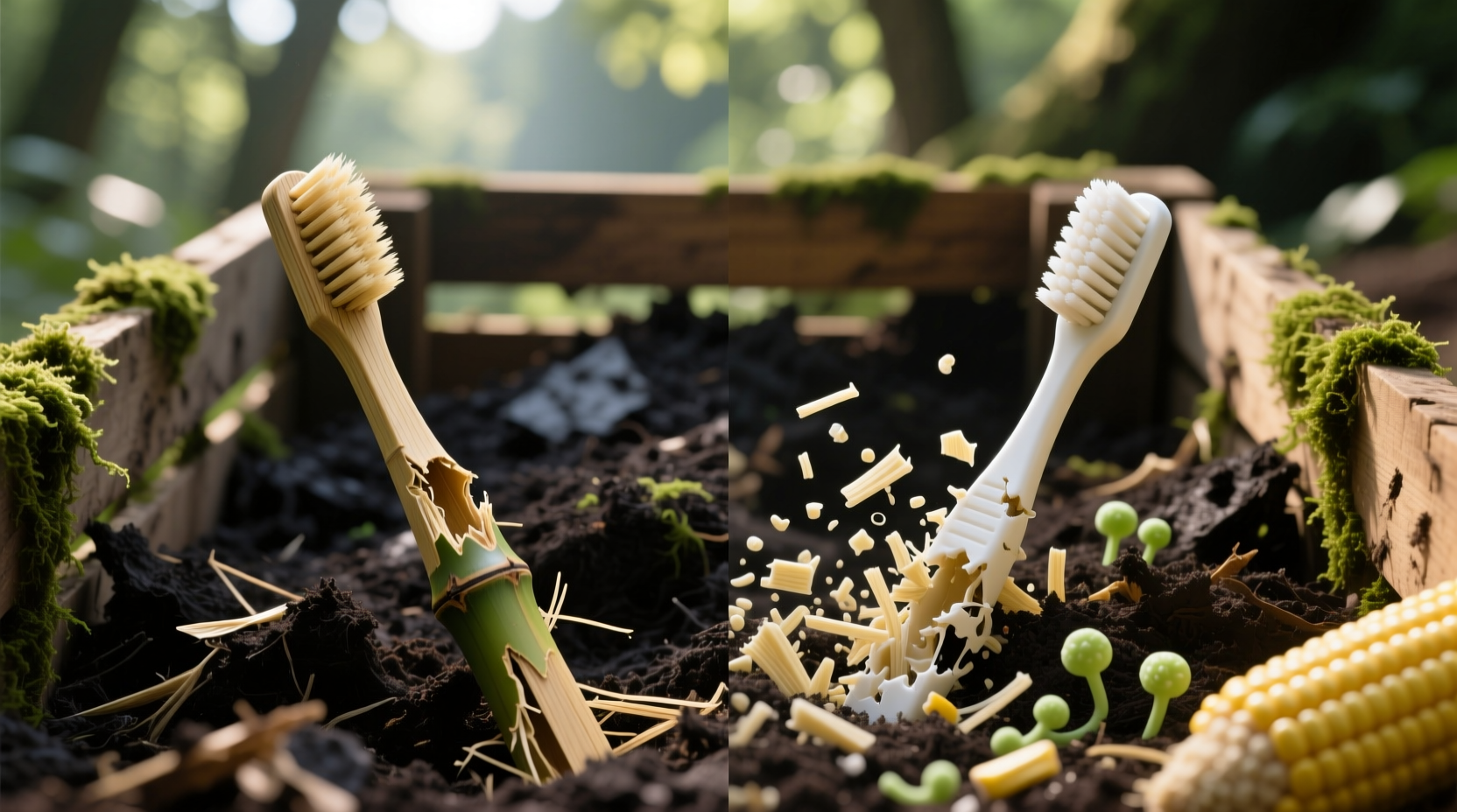bamboo vs cornstarch toothbrush which composts faster