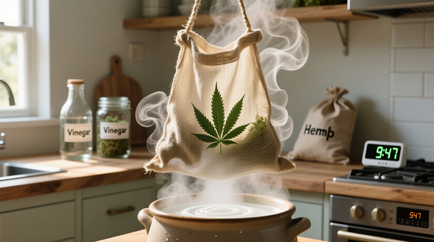 vinegar steam for hemp grocery bags