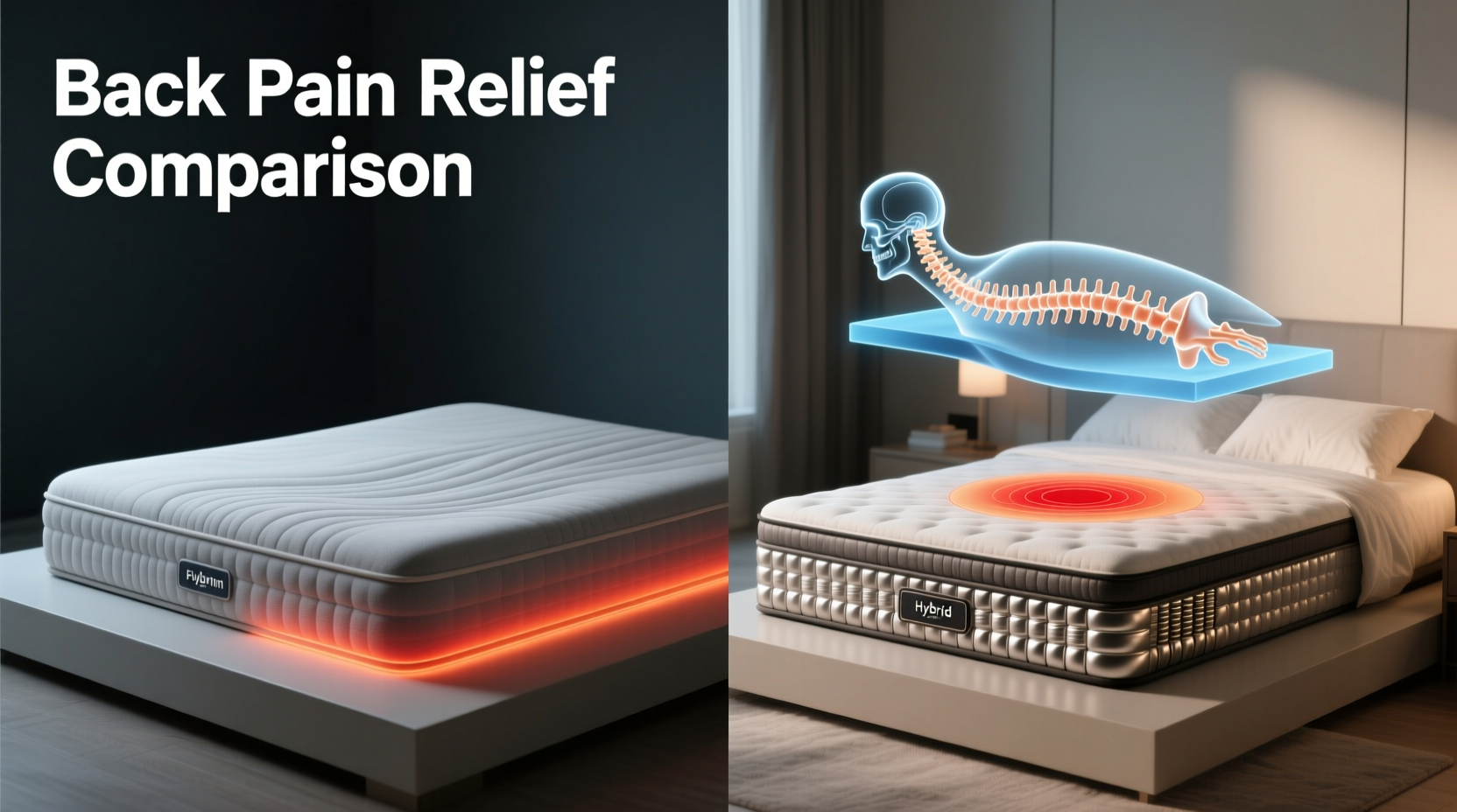 memory foam mattress vs hybrid for back pain relief compared