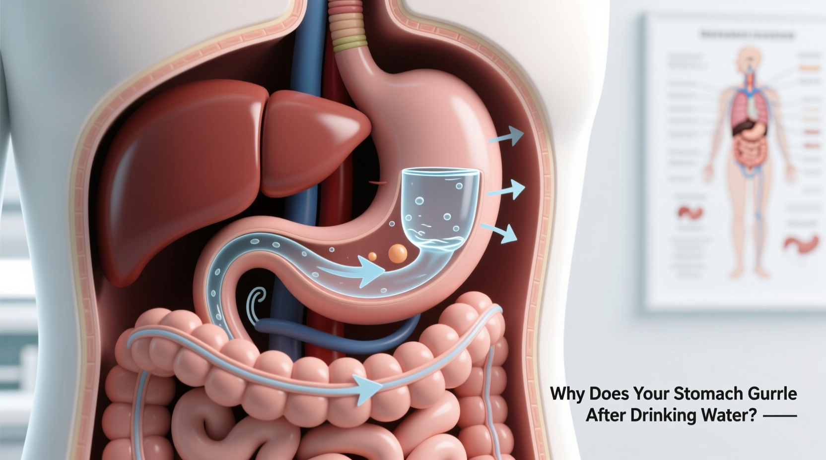 why does my stomach gurgle loudly after drinking water possible reasons