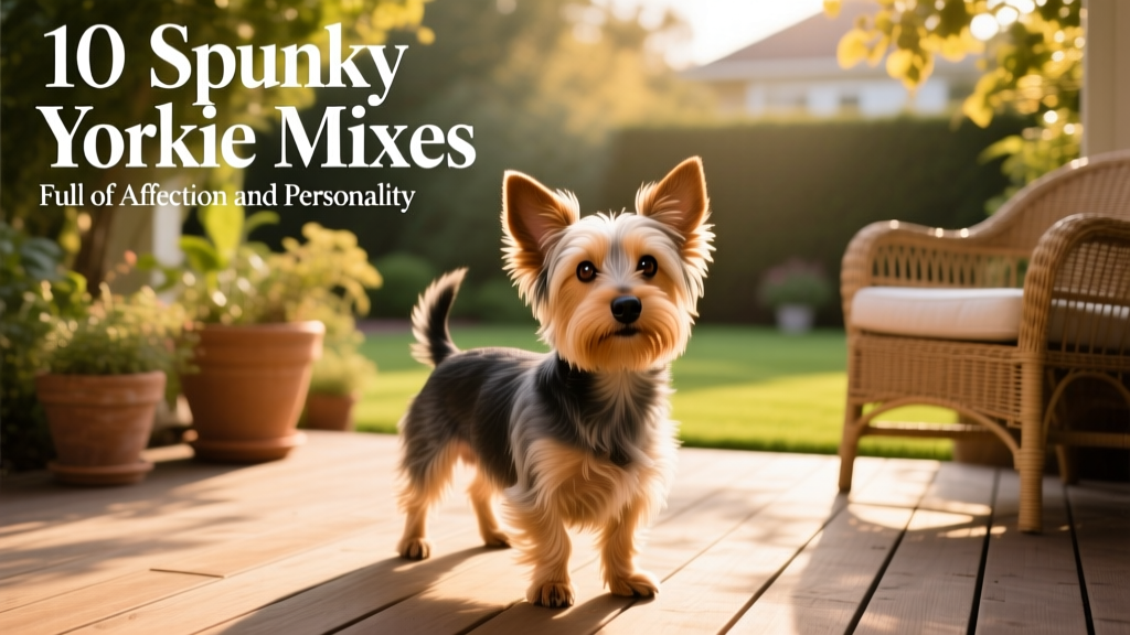 Dorkie, Dachshund Yorkie mix, standing on patio